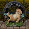 Welcome Puppy Dog Solar Powered LED Outdoor Decor Garden Light Outdoor Decor Garden Light Welcome Chillax Puppy Statues Outdoor Funny Figurine Decor for Outside Patio, Yard, Lawn